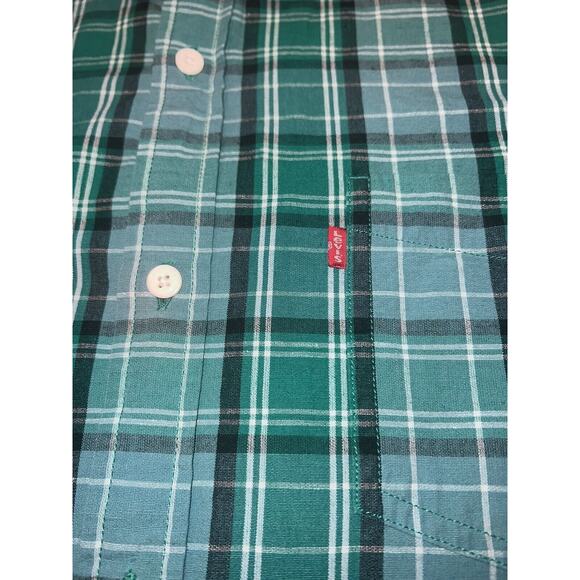 Levi's XL Mens Shirt Green Plaid Button Down Long Sleeve Collared - Picture 2 of 8